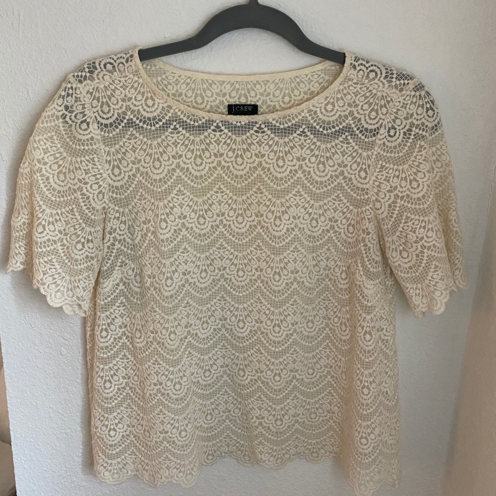 J-Crew lace cream top